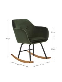 Fauteuil à bascule en velours vert Emilia, Velours vert, larg. 57 x prof. 69 cm