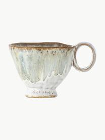 Handgefertigte Tasse Imogen, Steingut, Salbeigrün, Weiss, Mehrfarbig, Ø 9 x H 7 cm, 175 ml