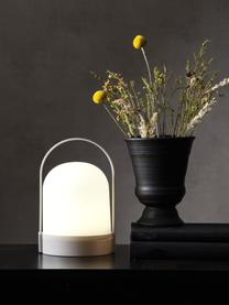Kleine mobiele tafellamp Lette met tijdschakelaar, Lampenkap: kunststof, Wit, grijs, Ø 14 x H 22 cm