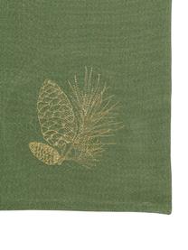 Tischsets Epicea mit goldfarbenem Motiv, 2 Stück, Baumwolle, Lurex, Olivgrün, B 38 x L 50 cm