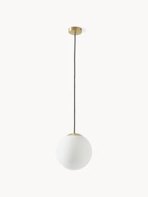 Hanglamp  met bollen Beth van opaalglas, Lampenkap: opaalglas, Decoratie: vermessingd metaal, Wit, Ø 20 cm