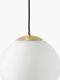 Hanglamp  met bollen Beth van opaalglas, Lampenkap: opaalglas, Decoratie: vermessingd metaal, Wit, Ø 20 cm