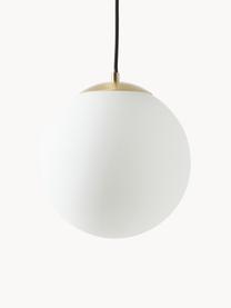 Lampada sferica a sospensione in vetro opalino Beth, Paralume: vetro opalino, Baldacchino: metallo ottonato, Bianco, Ø 20 cm