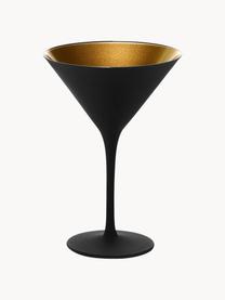 Verres à cocktail en cristal mat Elements, 6 pièces, Cristal, enduit, Noir, couleur laitonnée, Ø 12 x haut. 17 cm, 240 ml