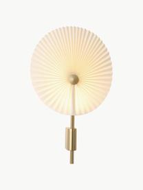 Große dimmbare LED-Wandleuchte Liris, Lampenschirm: PVC-Folie mit Baumwollgew, Weiß, Goldfarben, B 28 x H 46 cm