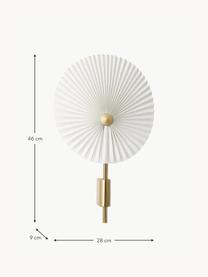 Große dimmbare LED-Wandleuchte Liris, Lampenschirm: PVC-Folie mit Baumwollgew, Weiß, Goldfarben, B 28 x H 46 cm