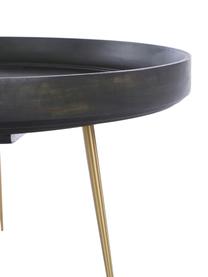 Tavolino da salotto di design Bowl Table, Piano d'appoggio: legno di mango rivestito , Gambe: metallo ottone placcato, Verde nori, colori ottone, Ø 75 x Alt. 38 cm