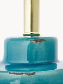 Keramische tafellamp Cous met antieke afwerking, Lampenkap: polyester, Lampvoet: keramiek met antieke afwe, Wit, blauw, Ø 24 x H 42 cm