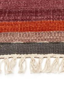 Handgeweven wkelim vloerkleed Kilim van wol, 100% wol, Donker lila, multicolour, B 125 x L 185 cm (maat S)