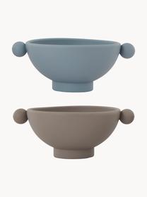 Cuencos infantiles Inka, 2 uds., 100% silicona, Greige, gris azulado, Ø 11 cm, Al 6 cm