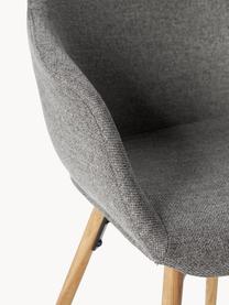 Armlehnstuhl Fiji mit schmaler Sitzschale, Bezug: 100 % Polyester Der hochw, Beine: Eichenholz Das in diesem , Webstoff Dunkelgrau, Eichenholz, B 63 x H 84 cm