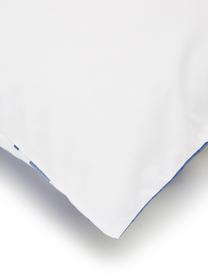 Povlečení z bavlněného perkálu Francine, Přední strana: modrá, bílá Zadní strana: bílá, 200 x 200 cm + 2 polštáře 80 x 80 cm