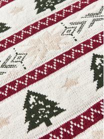 Decke Nalani mit winterlichem Muster, 100 % Polyester, GRS-zertifiziert, Off White, Rot, Grün, B 130 x L 170 cm