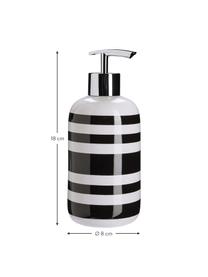 Dosificador de jabón de cerámica Lina, Recipiente: cerámica, Dosificador: metal, Negro, Ø 8 x Al 18 cm