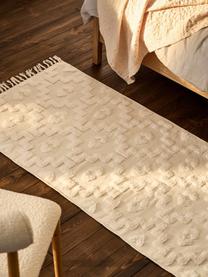 Tapis de couloir tissé main Idris, 100 % coton, certifié GRS, Blanc crème, larg. 80 x long. 200 cm