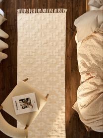 Tapis de couloir tissé main Idris, 100 % coton, certifié GRS, Blanc crème, larg. 80 x long. 200 cm