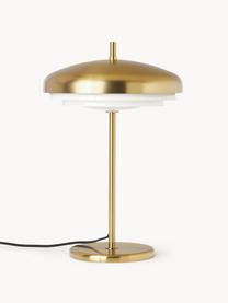 Lámpara de mesa Enzo, Pantalla: vidrio, Estructura: metal, Cable: cubierto en tela, Blanco, dorado, Ø 31 x Al 47 cm