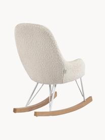 Fauteuil à bascule bouclé pour enfant Joey, Bouclé blanc cassé, bois de frêne, larg. 43 x prof. 60 cm