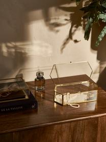 Pudełko do przechowywania ze szkła Timea, Stelaż: metal powlekany, Odcienie złotego, S 23 x G 10 cm