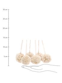 Pompons Lily, 6 Stück, Baumwolle, Cremefarben, Ø 4 x H 14 cm