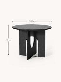 Ronde eettafel Apollo, in verschillende formaten, Tafelblad: gelakt eikenhoutfineer, Poten: eikenhout, gelakt, metaal, Zwart gelakt eikenhout, Ø 100 cm