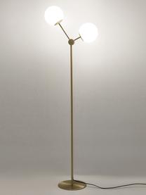 Vloerlamp Aurelia van opaalglas, Lampvoet: vermessingd metaal, Wit, goudkleurig, Ø 25 x H 155 cm