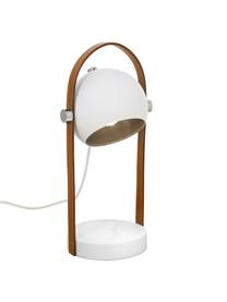 Stolová lampa s koženou dekoráciou Bow, Hnedá, biela, Š 15 x V 38 cm