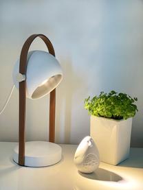 Stolní lampa s koženou dekorací Bow, Hnědá, bílá, Š 15 cm, V 38 cm