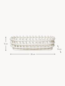 Ručně vyrobený keramický úložný košík Nalan, Keramika, Tlumeně bílá, Š 30 cm, V 15 cm