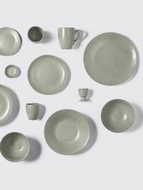 Assiettes plates artisanales Nordic Marsh, 4 pièces, Grès cérame émaillé, Vert sauge, chiné, Ø 26 cm