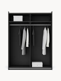 Modularer Schwebetürenschrank Simone, 150 cm Breite, mehrere Varianten, Korpus: Spanplatte, melaminbeschi, Walnussholz-Optik, Schwarz, Basic Interior, B 150 x H 200 cm