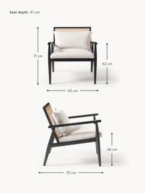 Loungesessel Manuell aus Birkenholz, Bezug: 100 % Polyester Der hochw, Rückenlehne: Rattan, Gestell: Massives Birkenholz Das i, Webstoff Off White, Schwarz, B 65 x T 70 cm