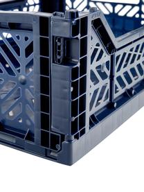 Klappbox Navy, stapelbar, medium, Recyclebarer Kunststoff, Navyblau, 40 x 14 cm