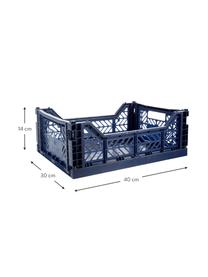 Caja plegable apilable Navy, mediana, Plástico reciclado, Azul marino, An 40 x Al 14 cm