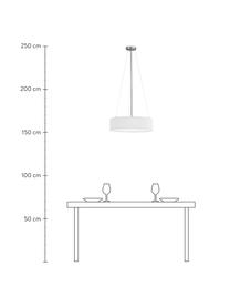 Klassieke hanglamp Pina in wit, Lampenkap: stof (sits), Diffuser: kunststof, Baldakijn: metaal, Wit, Ø 50 x H 13 cm