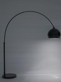 Booglamp Toronto met marmeren voet, Lampenkap: gepoedercoat metaal, Lampvoet: marmer, Frame: gepoedercoat metaal, Zwart, 190 x 198 cm