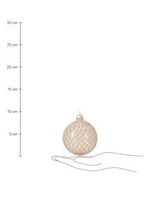 Boules de Noël Flounce, 6 élém., Verre, Rose pâle, brun clair, Ø 8 cm