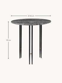 Tavolino rotondo in marmo IOI, Struttura: acciaio verniciato, Decorazione: ottonato, Grigio scuro marmorizzato, nero, Ø 50 x Alt. 50 cm