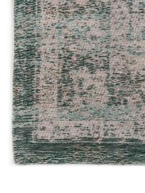 Alfombra de chenilla Medaillon, estilo vintage, Parte superior: chenilla (algodón), Reverso: tejido de chenilla, recub, Verde, rosa, An 140 x L 200 cm (Tamaño S)