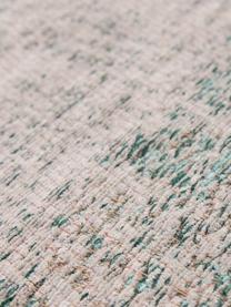 Tapis vintage chenille Medaillon, Vert, rose