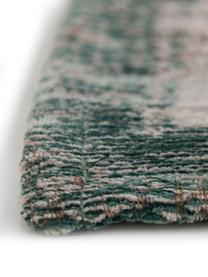 Tapis vintage chenille Medaillon, Vert, rose