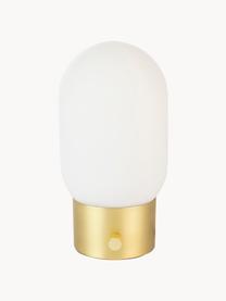 Lampada da tavolo piccola dimmerabile con porta USB Urban, Paralume: vetro opale, Base della lampada: metallo rivestito, Bianco, dorato, Ø 13 x Alt. 25 cm