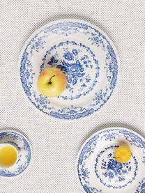 Dinerborden Rose met bloemmotief in wit/blauw, 2 stuks, Keramiek, Wit, blauw, Ø 26 x H 2 cm