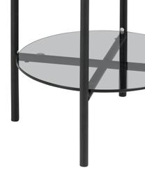 Glas-Beistelltisch Tipton mit Stauraum, Hartglas, Metall, Schwarz, Ø 45 x H 50 cm