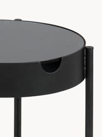 Mesa auxiliar de vidrio con espacio de almacenamiento Tipton, Estructura: metal con pintura en polv, Estantes: vidrio templado, Negro, gris oscuro, Ø 45 x Al 50 cm