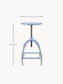 Sgabello regolabile in altezza Sire, Seduta: legno di mango laccato, Struttura: acciaio rivestito, Azzurro, Ø 33 x Alt. 46 - 73 cm