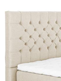 Premium boxspring bed Phoebe, Matras: 7-zones-pocketveringkern , Poten: massief gelakt beukenhout, Beige, 140 x 200 cm