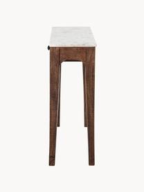 Consola con tablero de mármol Hauge, Tablero: mármol natural Dado que e, Estructura: madera de mango, Madera de mango, blanco marmorizado, An 79 x Al 76 cm