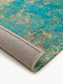 Vloerkleed Stay met abstract patroon, 79% polyester, 20% katoen, 1% latex, Turquoise, meerkleurig, B 80 x L 170 cm