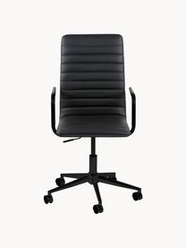 Silla de escritorio de cuero sintético Winslow, ajustable en altura, Tapizado: cuero sintético (poliuret, Asiento: 24 kg/m³, Estructura: metal con pintura en polv, Ruedas: plástico, Cuero sintético negro, An 45 x Al 58 cm